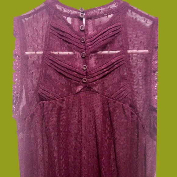 Free People Deep Purple Sheer Lace Sleeveless Top Size XSmall - Picture 12 of 16